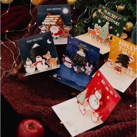 Carte Noel 3D, Carte Pop Up Noel, 6 Pièces Cartes de Noël, Carte de Noel avec Enveloppe et Autocollant, Kit de Carte de Voeux Noel pour Enfants, Famille, Amis (1/5)