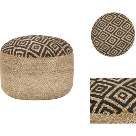 Handgefertigter Sitzpuff Schwarz 45 x 30 cm Jute - Handgefertigter Sitzsack - Jutesitzsack - Pouf - Wohnaccessoire - Deko (1/3)