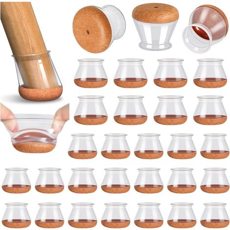 32-Piece Chair Leg Protectors, Silicone Chair Pads with Thickened Felt, Transparent Small Chair Pads, Floor Protectors, Reduce Scratches (1/5)
