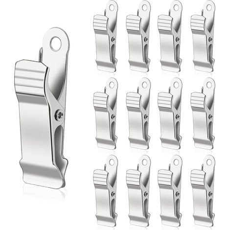 Pinces crocodiles métalliques – Pinces à ressort métalliques pour travaux manuels, fils, photos, rideaux, lot de 12 – Argent