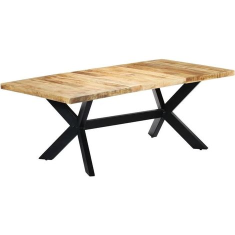 Table à manger manguier massif clair et pieds métal noir Nashe 200cm (1/5)