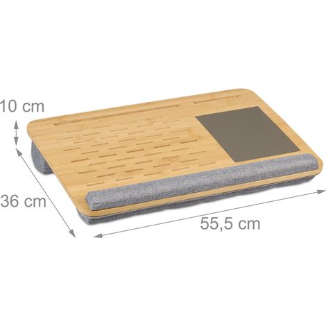 Supporto ergonomico per computer portatile con poggiapolsi e fessure portaoggetti 45 x 30 x 5 cm in bambù naturale 130015562