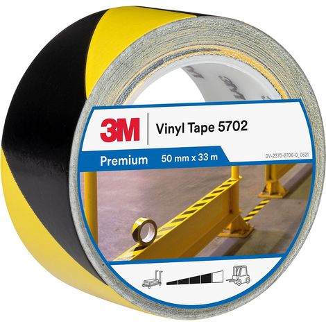 3M Nastro per strisce di sicurezza 5702 nero/giallo, 50 mm x 33 m,spessore: 0,14 mm (1/4)