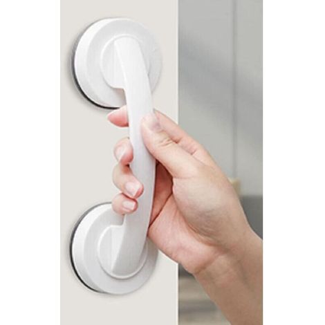 Grande poignée de porte et fenêtre en verre, porte coulissante de salle de bain, armoire, penderie, ventouse, poignée sans trace, poignée d'absorption non poreuse (blanc) (1/5)
