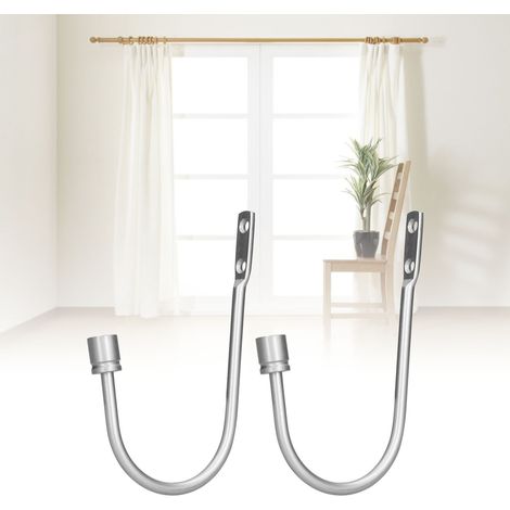 Accroche pour Rideaux en Aluminium U【EL】 Deux Pièces Fixation Cylindrique pour Maison Bureau Chambre Argent (1/5)