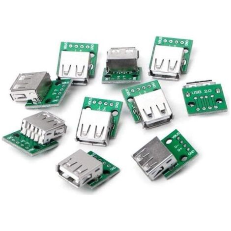 10 tomas USB 2.0 (DIP, 4 pines), conector recto, cable de datos soldado para teléfonos móviles USB-03