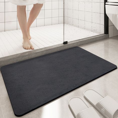 Tapis de bain fin en suédine synthétique, 40,6 cm x 61 cm, noir,