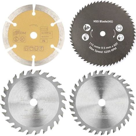 Lame de Scie au Carbure Multifonction 115 X 10 Mm Lot de 4 Lames de Scie Circulaire en Plastique (1/2)