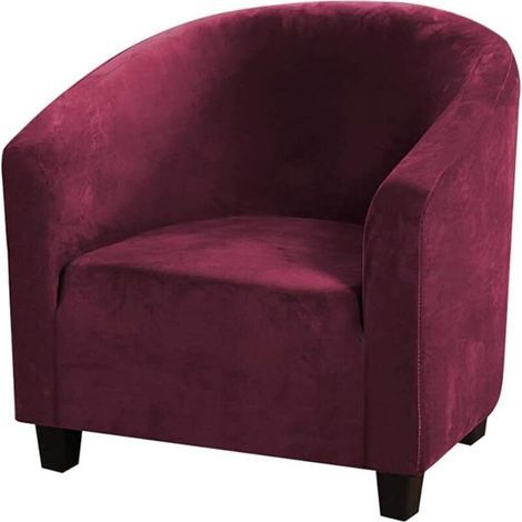 pair Housse De Chaise Club,Housses De Chaise De Baignoire en Velours Extensible Housses De Canapé Souples pour Fauteuil Protecteur De Meubles (Vin Rouge, velours)-Fei Yu