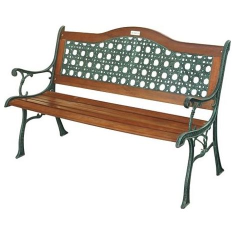 Banc de jardin en rotin ARC avec cadre en fonte et bois naturel - Maxi