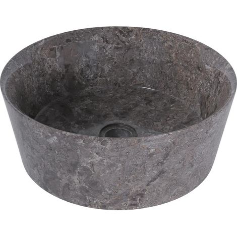 Vasque ronde à poser en marbre gris bord fin Ø40cm LYT-P GREY - 40x40x15 cm - Kayu Meuble (1/5)