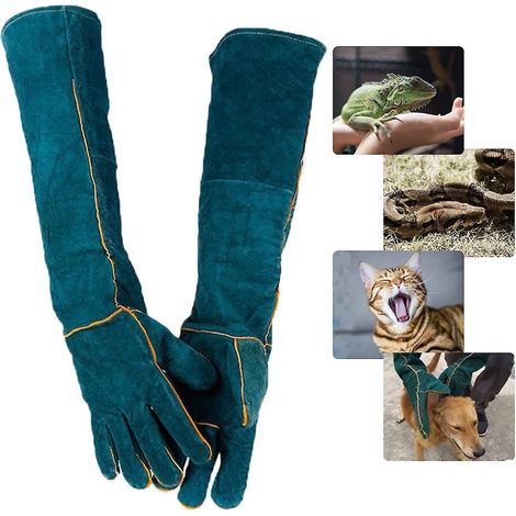 Gants anti-morsures pour la manipulation d'animaux et de reptiles - Gants de protection verts pour la soudure électrique (1/5)