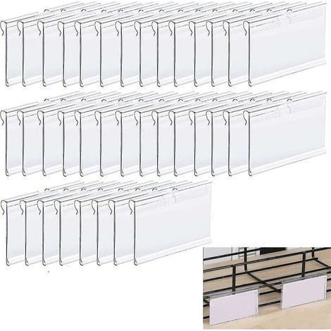 Paquete de 36 portaetiquetas de PVC transparente de alta calidad, portaetiquetas de precio de plástico, portaetiquetas para estantes, portaetiquetas para racks, para estantes de metal, Sh (1/4)