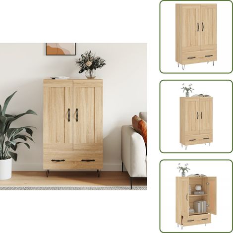 The Living Store Highboard Sonoma-Eiche 69,5x31x115 cm Holzwerkstoff - Holzwerkstoff Schrank (1/5)