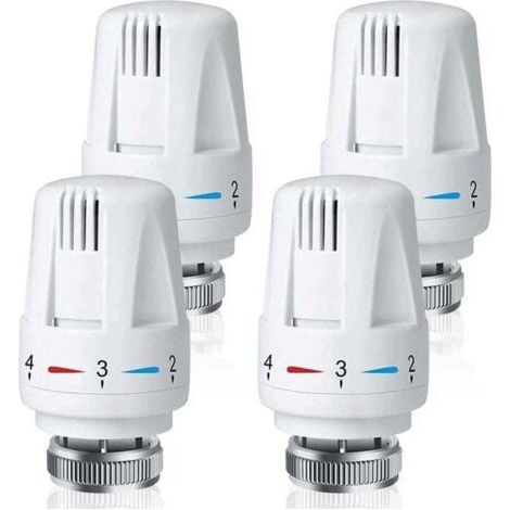 Pack de De 4 Vanne Thermostatique Radiateur, XU, Tête Thermostatique Radiateur M30 x 1,5, Robinet Thermostatique Radiateur pour La Maison Et Le Bureau, Remplacement de Thermostat de Radiateur - KZQ (1/4)