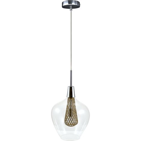Suspension verre transparent doré G9 Ø19 Polux Dyson (1/4)