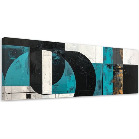 Stampe su Tela, Forme geometriche astratte turchese, 90x30 (1/5)