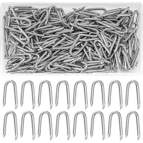 Agrafes pour clôtures en fil d'acier, clous galvanisés en forme de U pour grillages et clôtures tissées, clous de clôture de qualité supérieure (1/5)