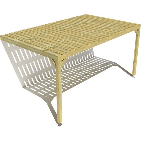 Pergola bois • 5m x 3m • adossée • sens largeur • platelage bois • livraison comprise