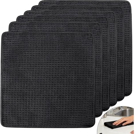 Paños de cocina de microfibra de 20x20 cm - Paños pequeños negros para cocina y vajilla - Tejido de nido de abeja superabsorbente para baristas y máquinas de café, suave y sin pelusa (Negro)