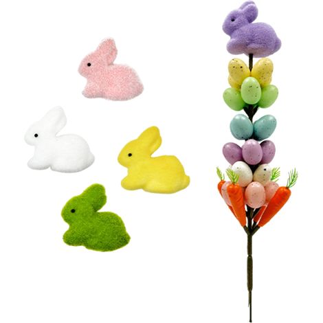 Künstliche Osterblumen mit Ostereiern, 5 Hasen-Osterzweige für Vase, Tischdekoration (1/2)