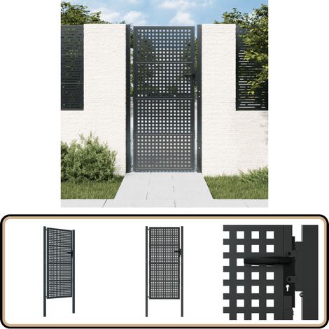 Portail de jardin anthracite 105x225 cm acier - Portail De Jardin - Portail En Acier - Clôture - Entrée De Jardin - Portillon Sécurisé (1/5)