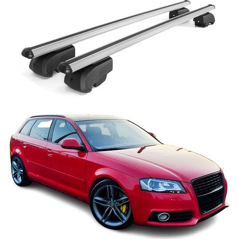 OMAC Barres de toit en aluminium pour Audi A3 8PA Sportback 2005-2013 – City Crash – ISO/PAS 11154:2006 – Antivol inclus – Charge max 75 kg – 2 barres Argent (1/4)