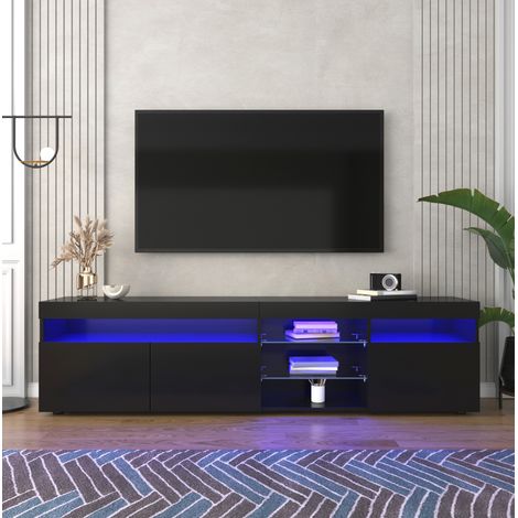TV Möbel Sideboard Aufbewahrung 180 cm LED Schwarz OKMYHOME (1/5)