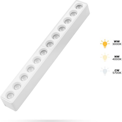 Faretto lineare bianco Grille 12W S12 per binari SLIM TRACK e FiberFLEX 48VDC 3CCT 3000K, 4000K, 5700K (1/5)