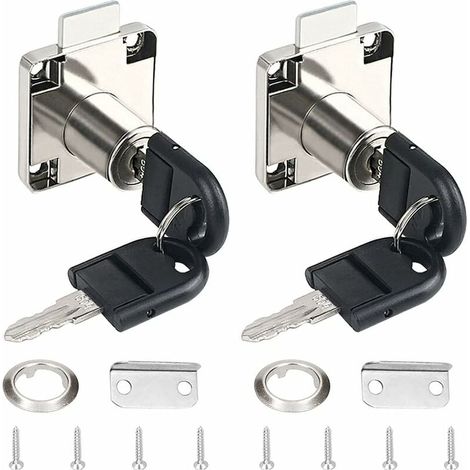 DEESSE SHOP - 2 pièces loquet blanc serrure à poussoir en alliage de Zinc bureau tiroir serrure cylindre armoire serrure utilisation pour armoires tiroirs boîtes aux lettres (1/5)