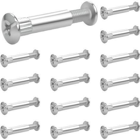 30 Pièces Vis Assemblage Meuble M6 Acier Nickelé (15 x Vis d'Assemblage, 15 x Vis pour Meuble) Épaisseur du Bois 32-42mm Vis de Raccordement Connecteur pour Bois Meubles Armoires Placards (1/2)