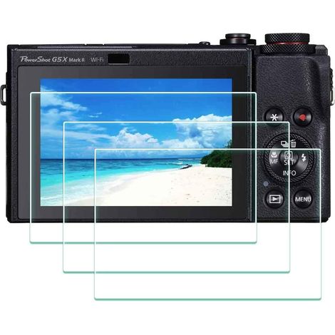 Protector de pantalla para Canon G7X Mark II / G7 X / G9X Mark II / G9 X / G5 X Mark II / G5X, cristal óptico templado de 0,3 mm, dureza 9H, antiarañazos - Paquete de 3