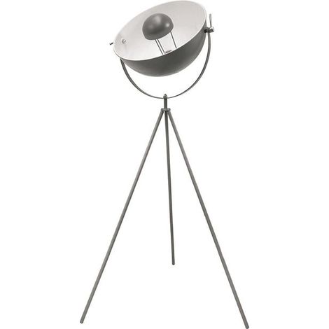 Lampadaire Trépied Projecteur en Métal 145cm - Gris Blanc - SILUMEN (1/7)
