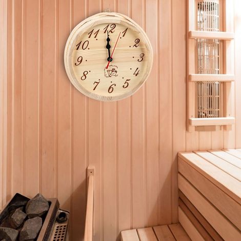 Reloj de pared para sauna – Esfera sencilla con temporizador – Madera (23 cm) – 1 unidad – Edición Mano (1/5)