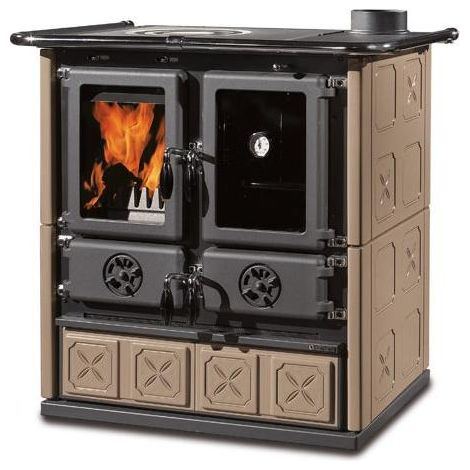 Cuisinière à bois raccordable - LA NORDICA Rosetta 5.0 Maiolica 7.9 kW Champagne (1/5)
