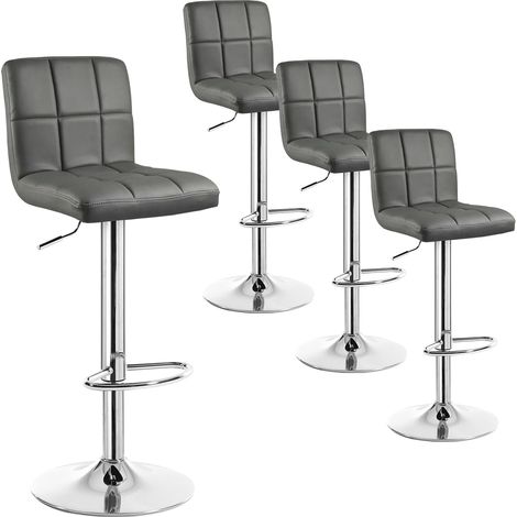 Lot de 4 Tabourets de Bar WOLTU,Tabouret en Acier chromé et Similicuir, réglable en Hauteur et pivotante,Gris (1/5)