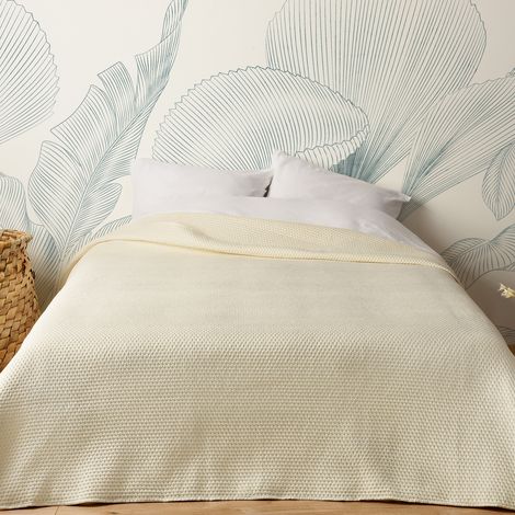 Jeté de lit matelassé léger motif capitonné Ecru 230x250 cm