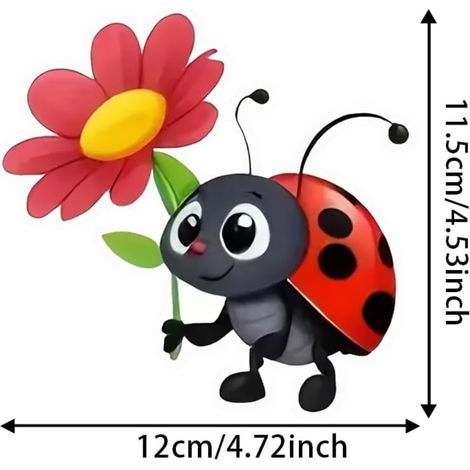 1 paire 12 x 11,5 cm Autocollant de voiture mignon de dessin animé Coccinelle Autocollant en vinyle durable pour pare-chocs, réfrigérateur, bagages, véhicule de course, bateau de pêche, ordinateur (1/5)