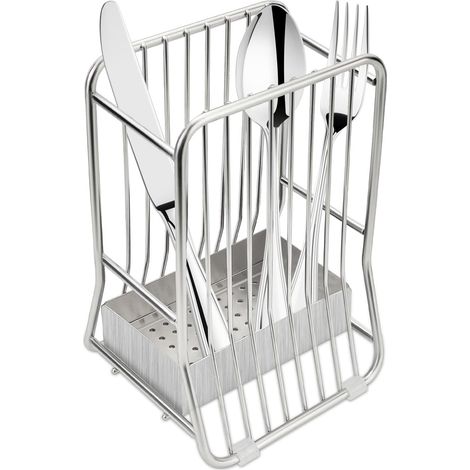 Porte-ustensiles de cuisine en acier inoxydable 304 pour comptoir, couverts, argenterie, panier de séchage pour baguettes, cuillères, fourchettes (1/4)