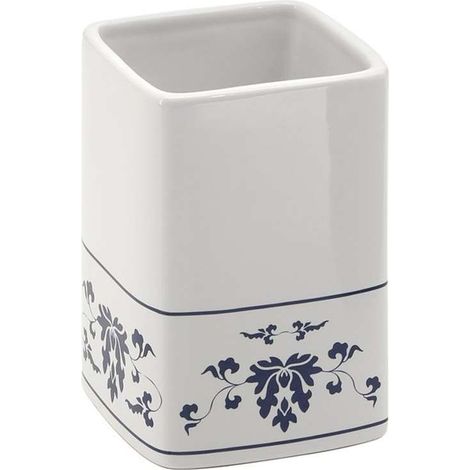 CIXI porte-gobelet sur pied, porcelaine, blanc/bleu (1/5)