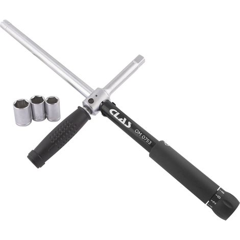 Clé dynamométrique en croix 1/2" 70-170Nm L. 490mm + 3 Douilles 17, 19 et 21 mm - OM 0755 - CLAS Equipements (1/5)