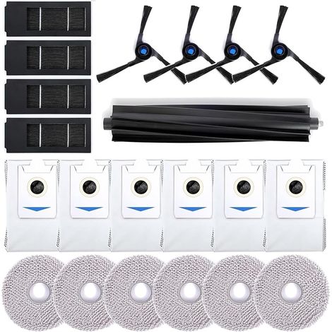FOREHILL Lot de 21 Accessoires Compatible avec Ecovacs Deebot X2 Omni (1 Brosse Principale, 4 Brosses Latrales, 4 Filtres, 6 Serpillres, 6 Sacs Poussire) (1/5)