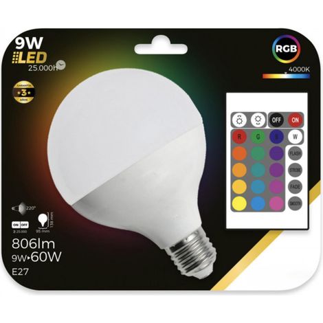 ORION91oficial® - Pack X 5 Unidades, Bombilla LED G95 E27, Globo 9w (=60w) 806lm, RGBW Con Mando, 25000h Foco, Iluminación, Aplique, Lámpara, Bombilla - spaziOrion91