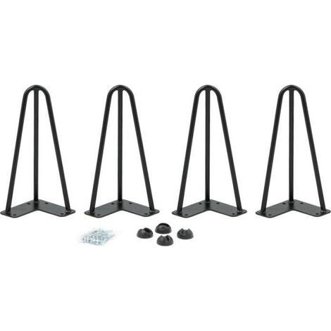 Conjunto de 4 Patas Horquilla Mesa 30 CM, Patas para mesa de centro, Patas para Muebles de Acero Diseño Industrial 2 Varillas Resistentes Negro (1/5)