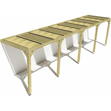 Pergola bois • 10m x 2m • adossée • sens profondeur • lames orientables bioclimatiques incluses • livraison comprise (1/3)