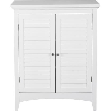 Teamson Home Bathroom Free Standing Cabinet, Wooden Cabinet with 2 Doors, Bathroom Storage, Bathroom Furniture, White, 66 x 33 x 81.3 (cm)