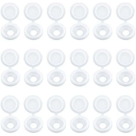 Lot de 100 Capuchons Blanc de Vis à Charnière Bouchons à Vis en Plastique pour Meubles Placards Étagères (1/5)