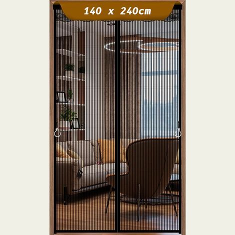 Moustiquaire magnétique pour porte 140x240cm – 32 aimants pour fermeture rapide – Tissu à mailles fines – Lavable en machine à 30°C – Noir (1/5)