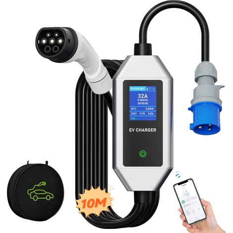 EV-Ladegerät, Smarte App-Steuerung, Einstellbarer Strom, 10m (1/2)