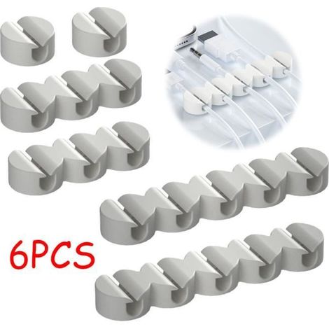 Organisateur de Cordon d'alimentation - Non spécifié - Clips de Câble - 6 Supports - Adhésif puissant - Blanc (1/4)